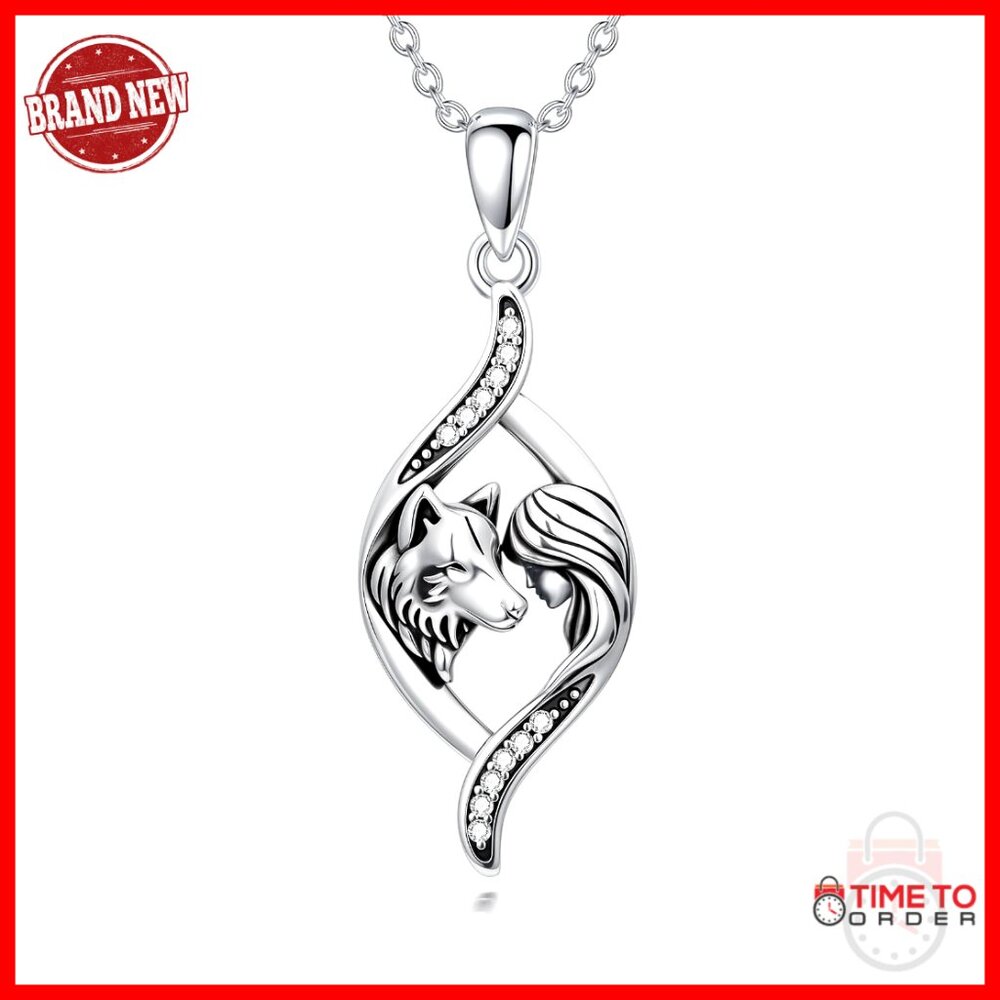 Sterling Silver Wolf Pendant Necklace Elegant Minimal Chic Animal Jewelry Gift